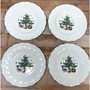 Nikko Happy Holidays Bread & Butter Plates Set Of 4 Christmas Tree Design